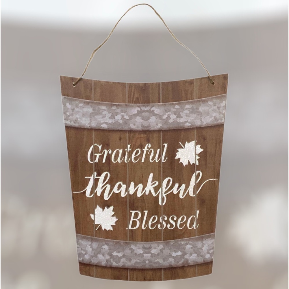 Autumn Wall Hanging Decor Thanksgiving Farmhouse Vintage Style Bucket Shape